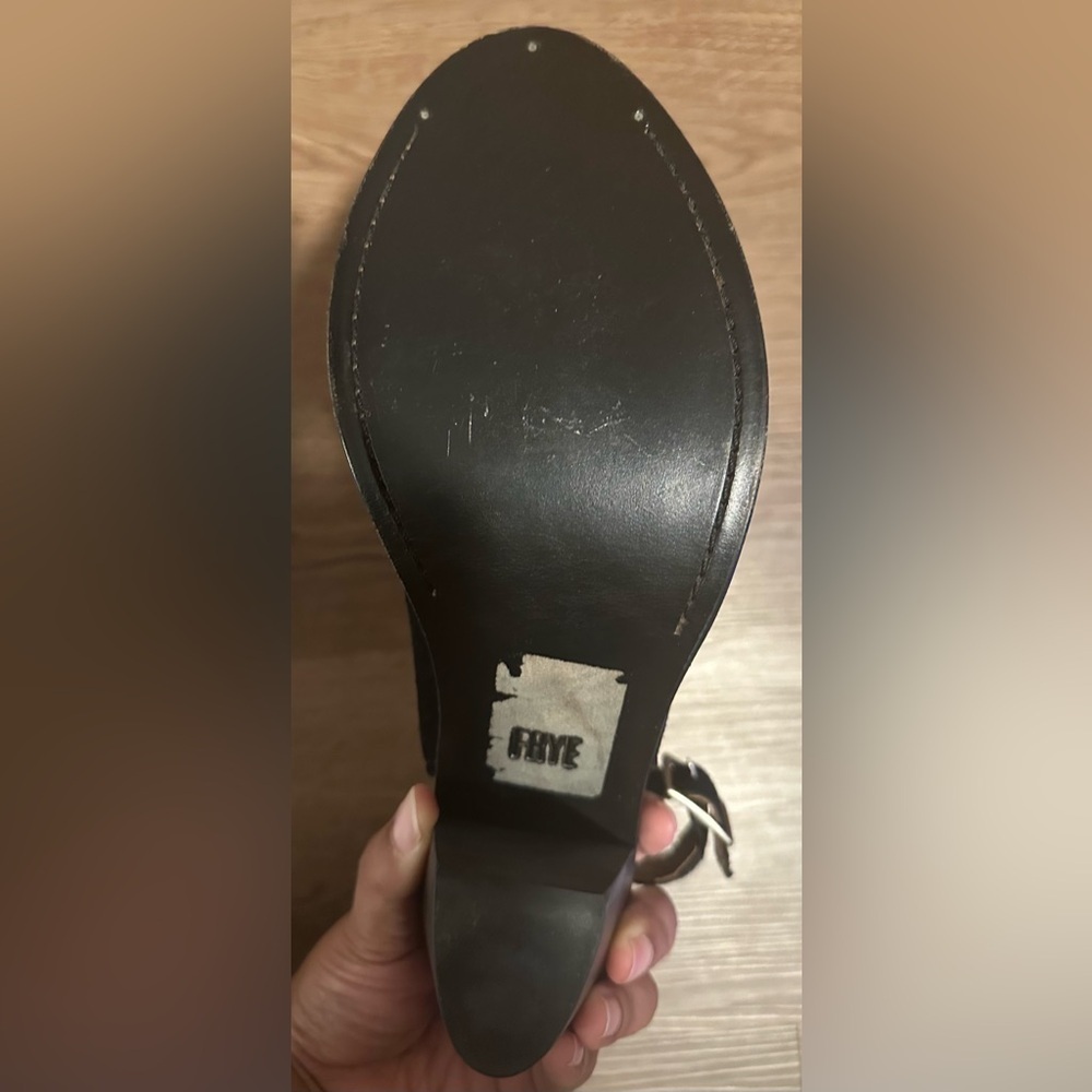 Frye Black Courtney Sling Black Suede
Peep Toe Heeled Sandal - Picture 13 of 14